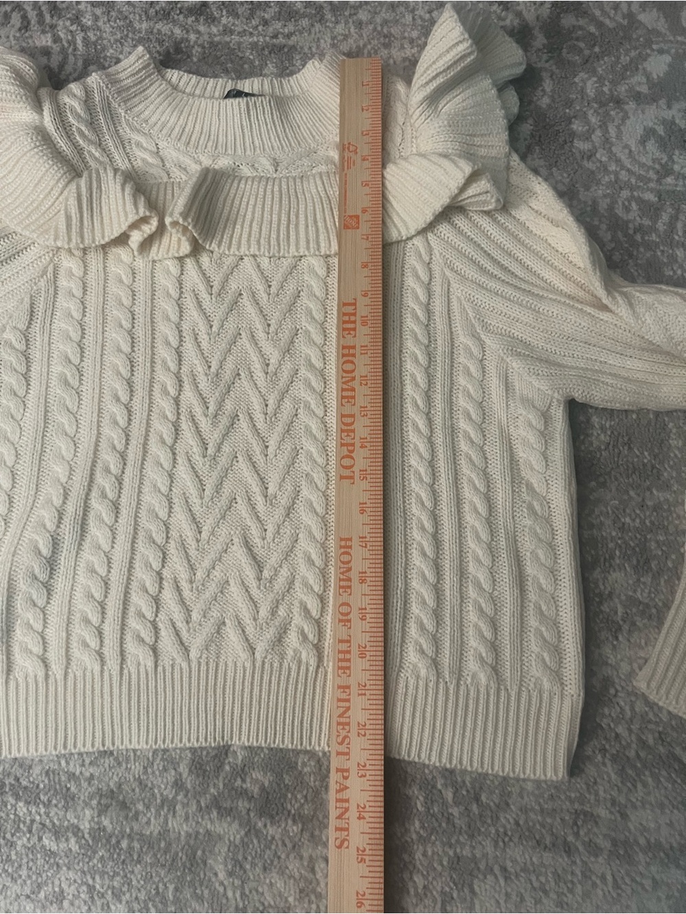 Studio 19 Cable Knit Ruffle Sweater - Picture 8 of 8